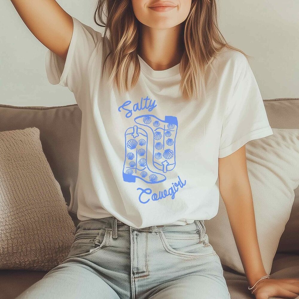 Coastal Cowgirl Vintage Salty Cowgirl White Tee Casual